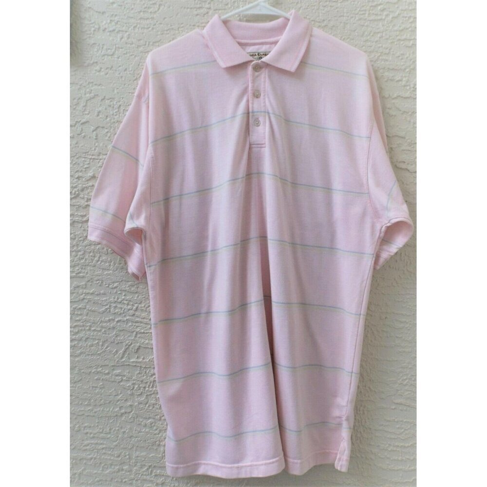 Boca Classics Club Golf XL pink plaid short sleeve golf shirt poly blend